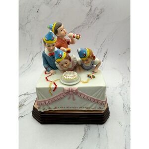 Norman Rockwell Museum Birthday Party Musical Porcelain Figurine 1985 Vintage